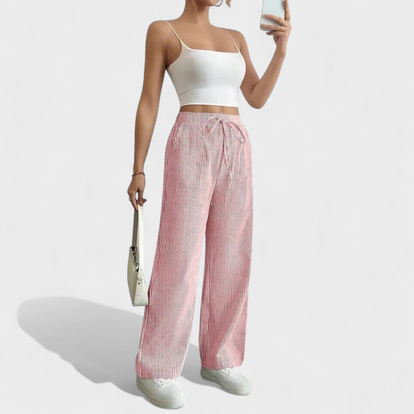 Maria - Calças largas confortáveis com detalhes elegantes